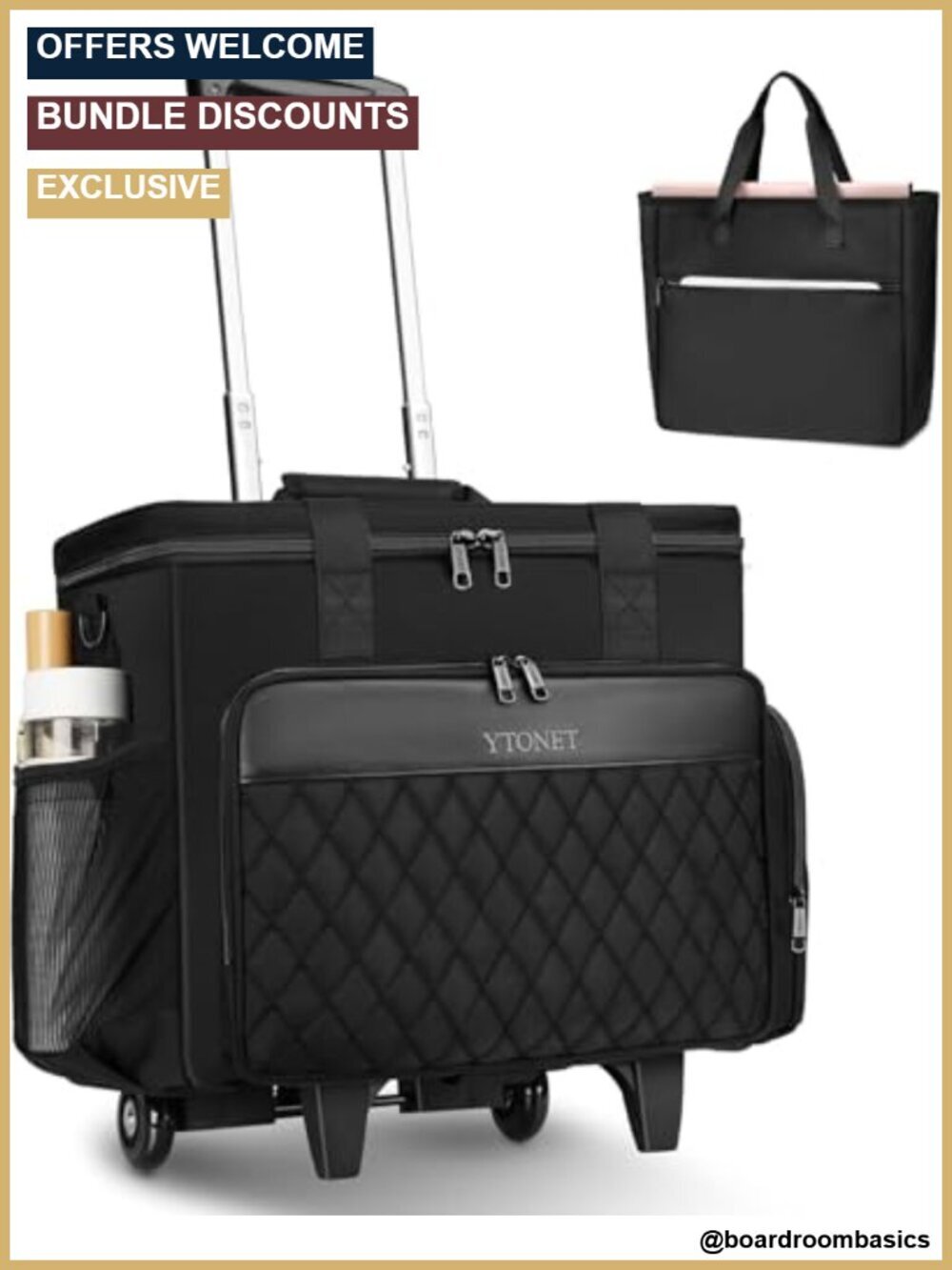 X-Large Rolling Teacher Bag with Detachable Trolley, Fits 17.3" Laptop